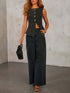 'Rylee' Vest and Wide Leg Jeans Denim Set - Celes Fashion
